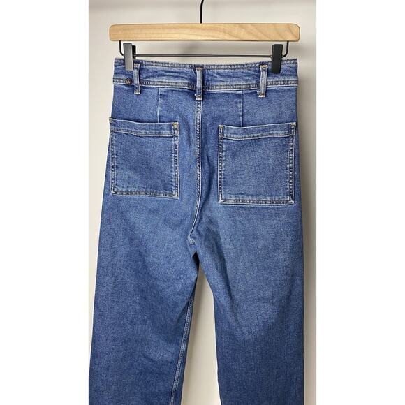 Zara The Marine Straight Jeans Wide Leg High Rise Women's 6 Blue Denim Classic - Picture 5 of 6